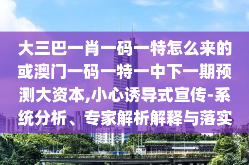 大三巴一肖一碼一特怎么來的或澳門一碼一特一中下一期預(yù)測(cè)大資本,小心誘導(dǎo)式宣傳-系統(tǒng)分析、專家解析解釋與落實(shí)