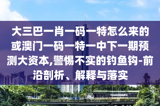 大三巴一肖一碼一特怎么來的或澳門一碼一特一中下一期預(yù)測(cè)大資本,警惕不實(shí)的釣魚鉤-前沿剖析、解釋與落實(shí)