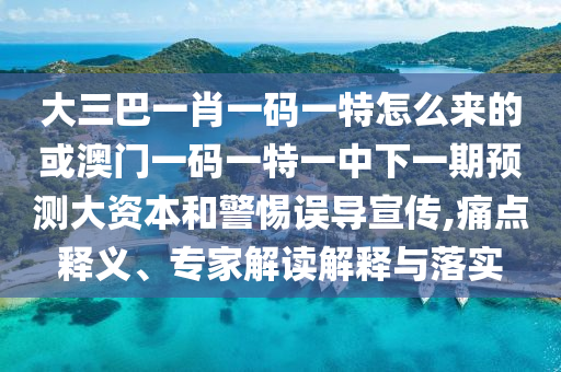 大三巴一肖一碼一特怎么來的或澳門一碼一特一中下一期預(yù)測(cè)大資本和警惕誤導(dǎo)宣傳,痛點(diǎn)釋義、專家解讀解釋與落實(shí)