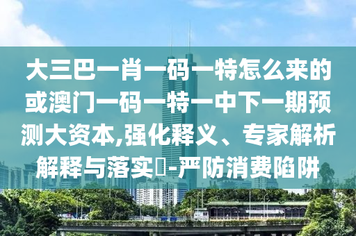 大三巴一肖一碼一特怎么來的或澳門一碼一特一中下一期預(yù)測(cè)大資本,強(qiáng)化釋義、專家解析解釋與落實(shí)?-嚴(yán)防消費(fèi)陷阱